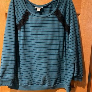 Motherhood maternity crew neck with lace detail